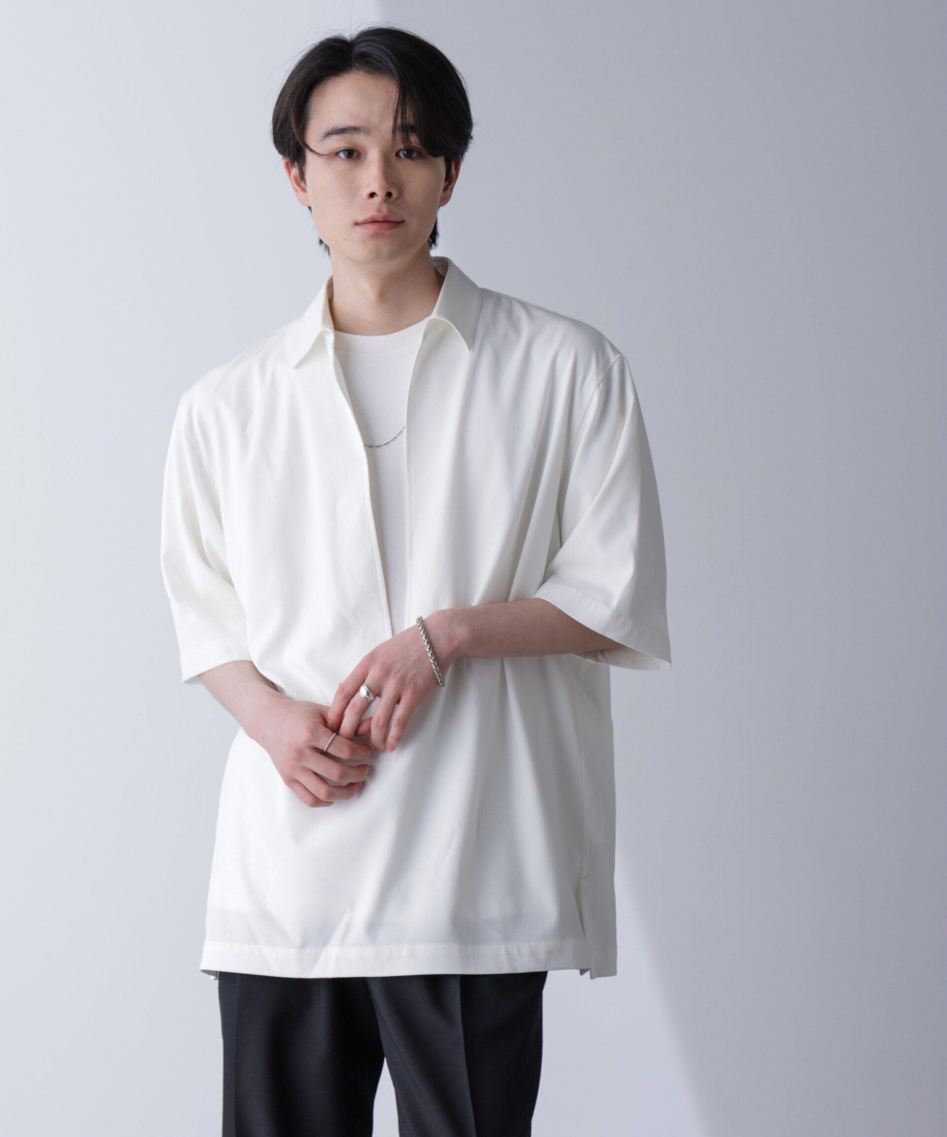 nano･universe「スキッパーPOシャツ 半袖」|シャツ・ブラウス|