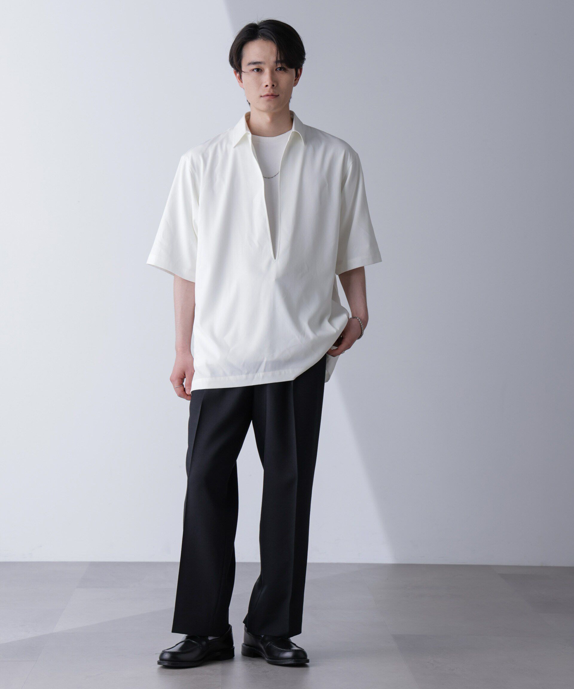 nano･universe「スキッパーPOシャツ 半袖」|シャツ・ブラウス|