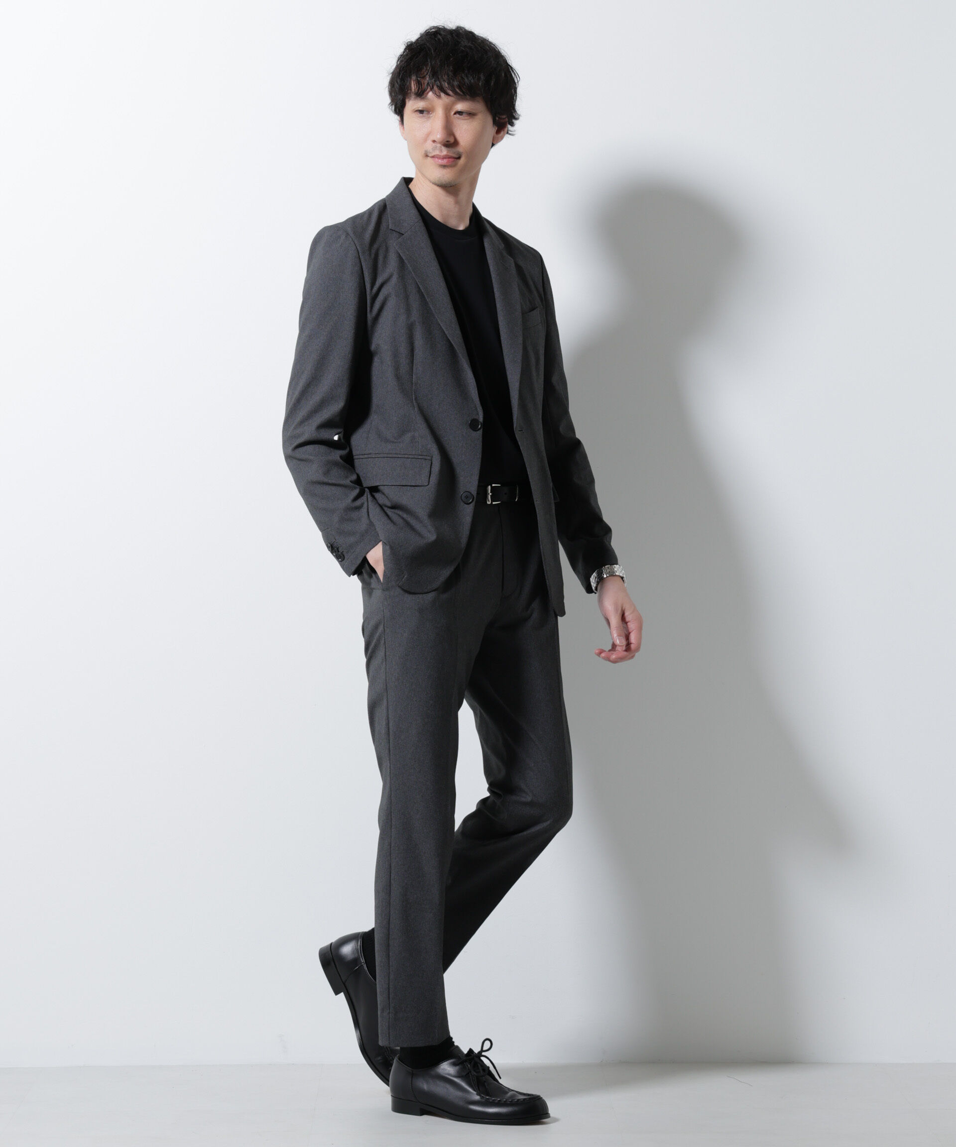 nano･universe「｢Damerino｣DotAir(R)ミニホールストレッチセットアップ/吸水速乾」|スーツ|D.グレー2