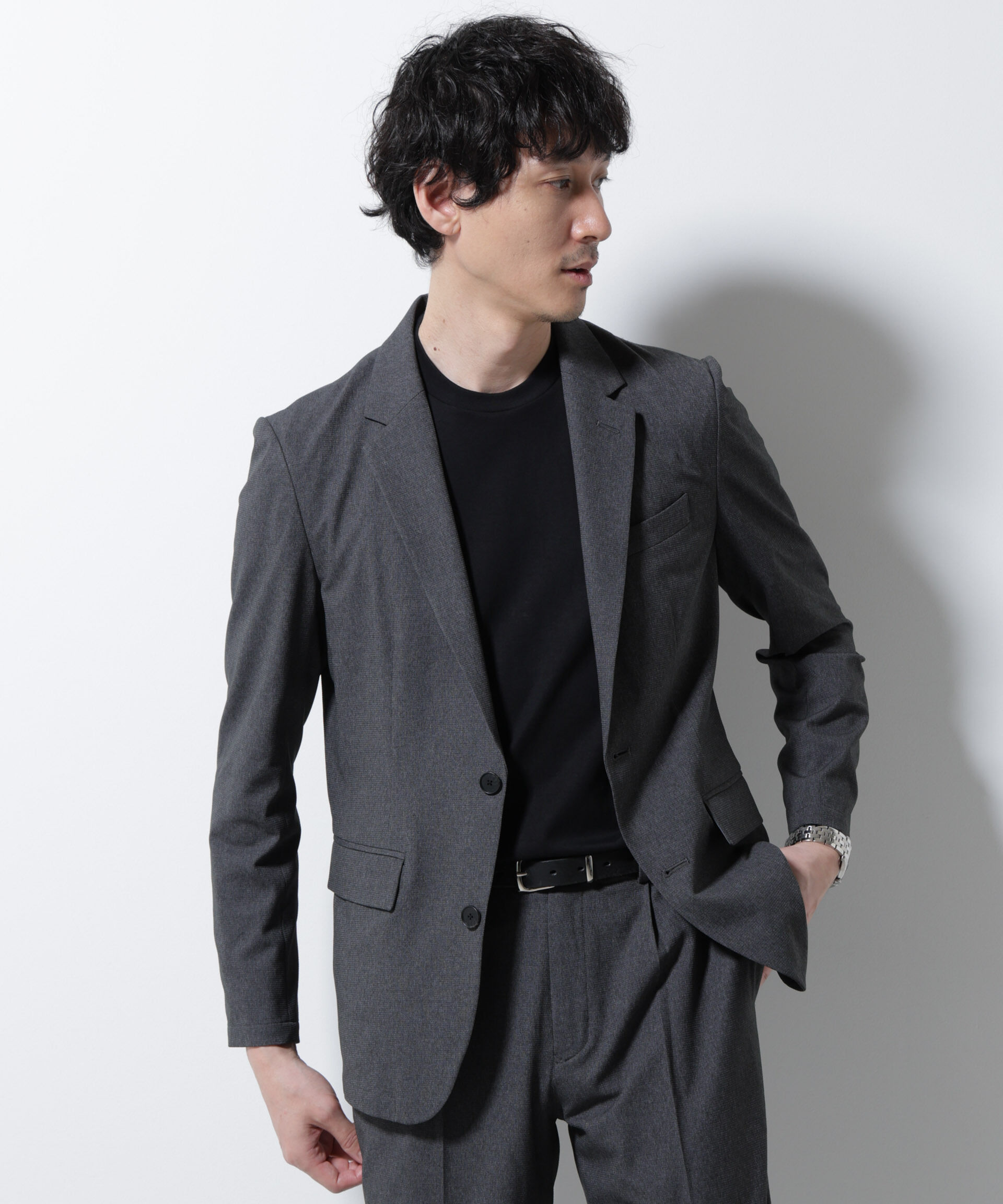 nano･universe「｢Damerino｣DotAir(R)ミニホールストレッチセットアップ/吸水速乾」|スーツ|