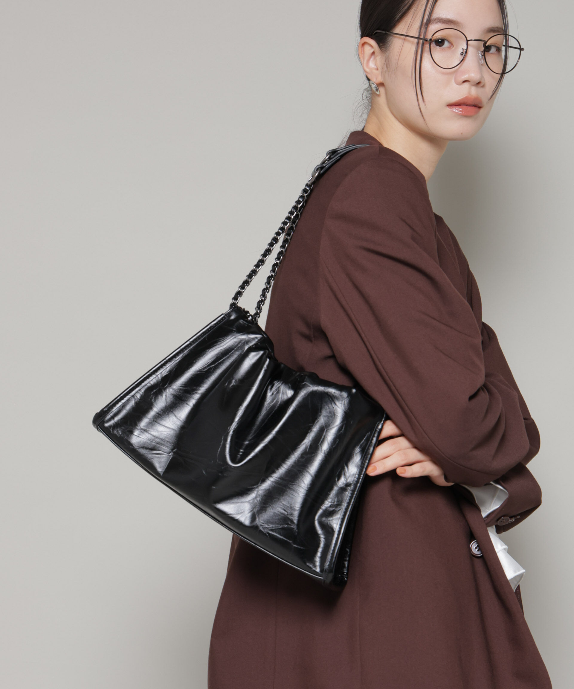 nano･universe「チェーンショルダーギャザーバッグ」|ショルダー・メッセンジャー|