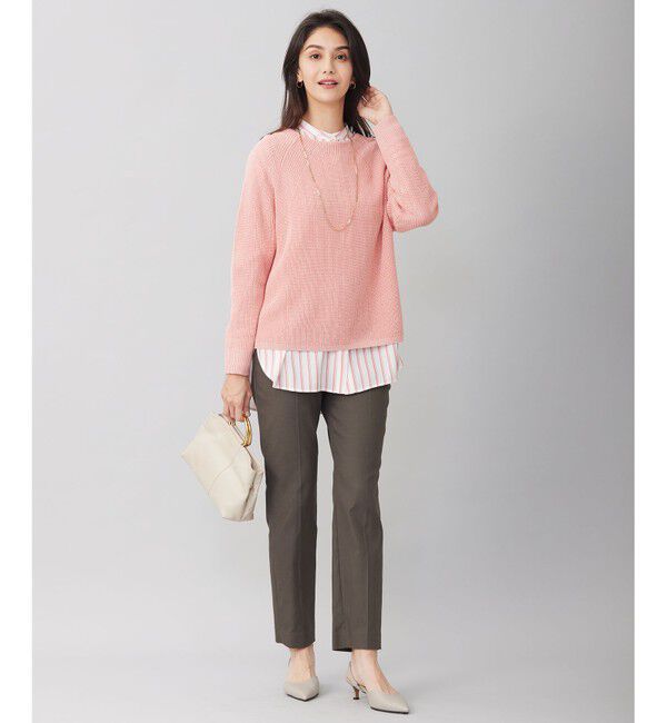 自由区「【WEB限定カラーあり・洗える】リネンミドルゲージボートネック ニット」|ニット・セーター|