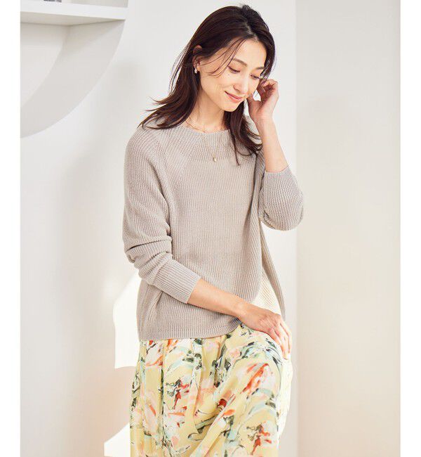自由区「【WEB限定カラーあり・洗える】リネンミドルゲージボートネック ニット」|ニット・セーター|