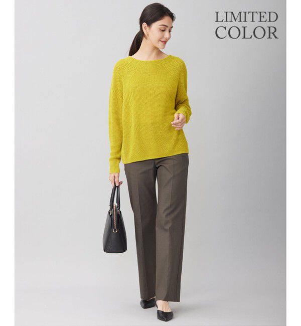 自由区「【WEB限定カラーあり・洗える】リネンミドルゲージボートネック ニット」|ニット・セーター|