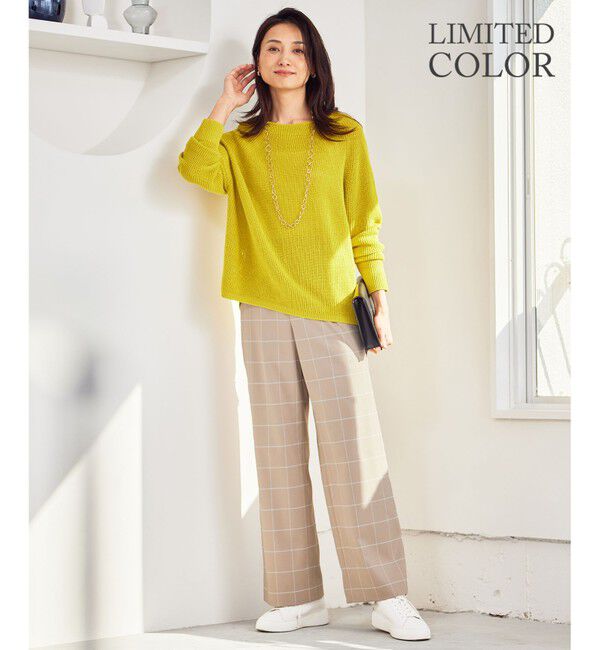 自由区「【WEB限定カラーあり・洗える】リネンミドルゲージボートネック ニット」|ニット・セーター|