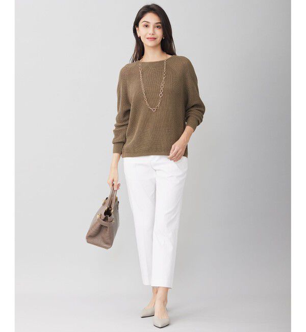 自由区「【WEB限定カラーあり・洗える】リネンミドルゲージボートネック ニット」|ニット・セーター|