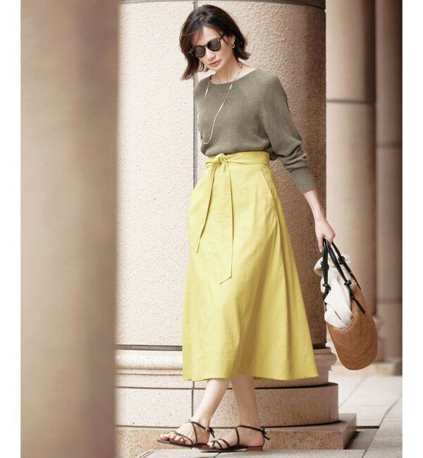 自由区「【WEB限定カラーあり・洗える】リネンミドルゲージボートネック ニット」|ニット・セーター|