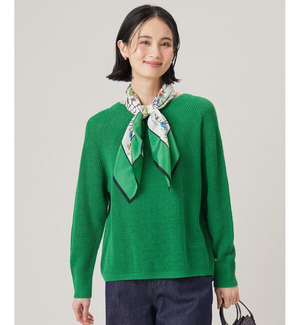 自由区「【WEB限定カラーあり・洗える】リネンミドルゲージボートネック ニット」|ニット・セーター|[新色]グリーン