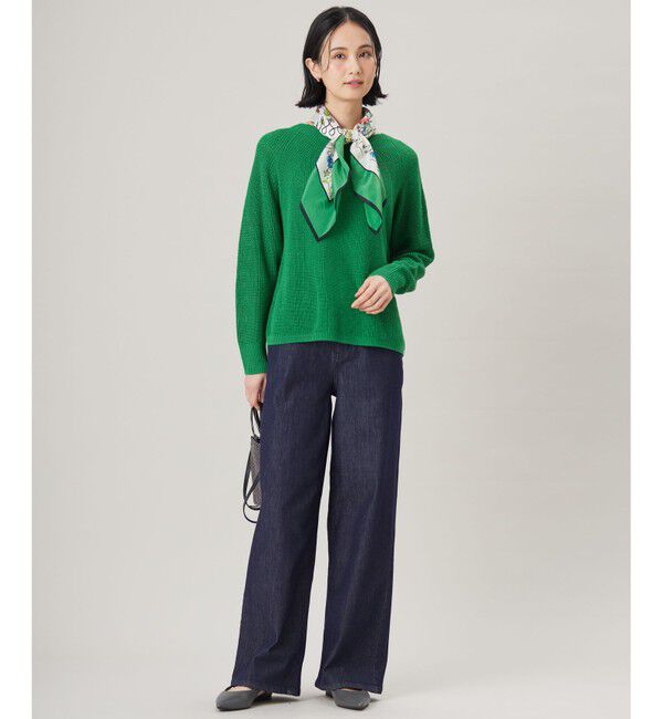 自由区「【WEB限定カラーあり・洗える】リネンミドルゲージボートネック ニット」|ニット・セーター|