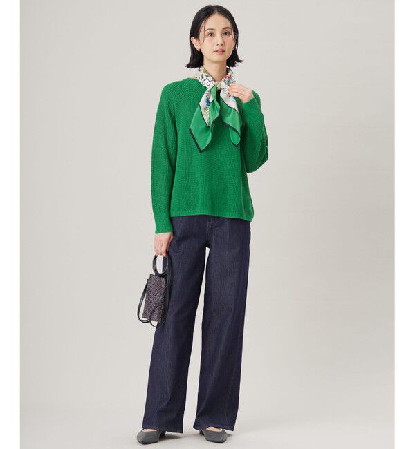 自由区「【WEB限定カラーあり・洗える】リネンミドルゲージボートネック ニット」|ニット・セーター|