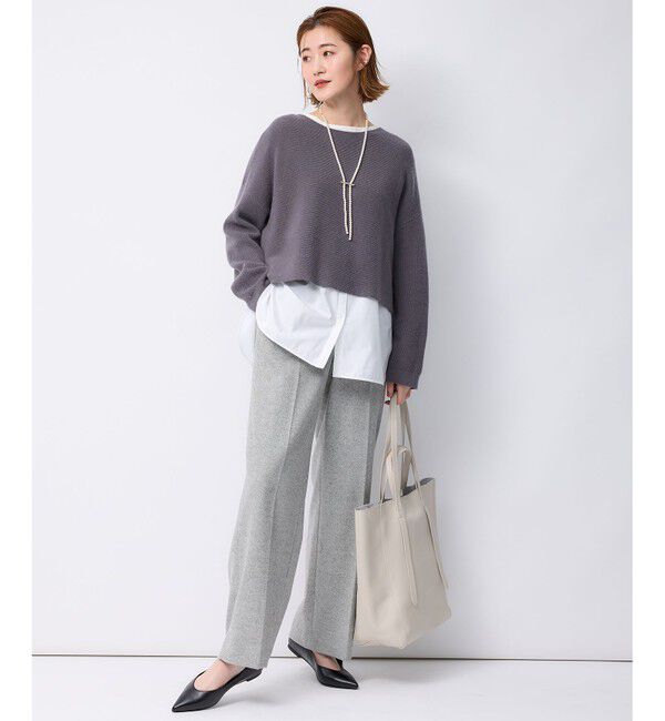 23区「【洗える】コットンベアジャージーコンビ カットソー」|Tシャツ・カットソー|