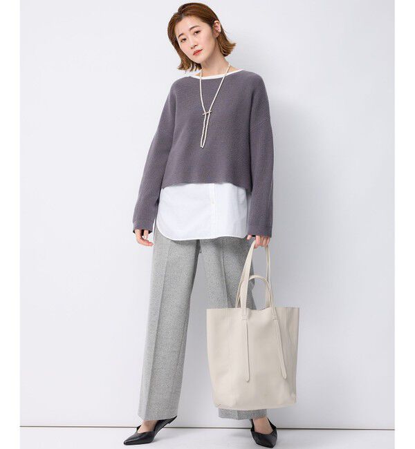 23区「【洗える】コットンベアジャージーコンビ カットソー」|Tシャツ・カットソー|