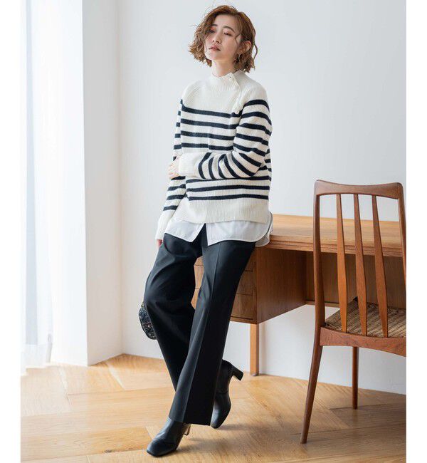 23区「【洗える】コットンベアジャージーコンビ カットソー」|Tシャツ・カットソー|