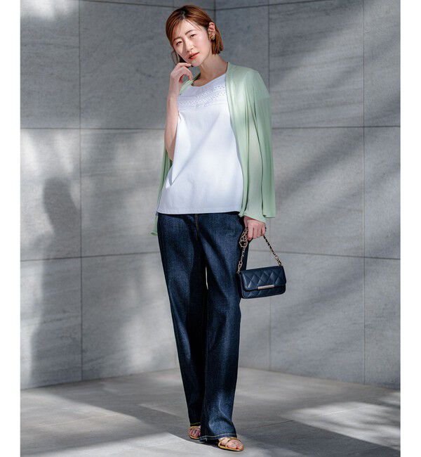 23区「【洗える】アイレットジャージー フレンチスリーブ カットソー」|Tシャツ・カットソー|