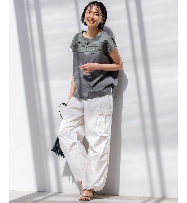 23区「【洗える】アイレットジャージー フレンチスリーブ カットソー」|Tシャツ・カットソー|