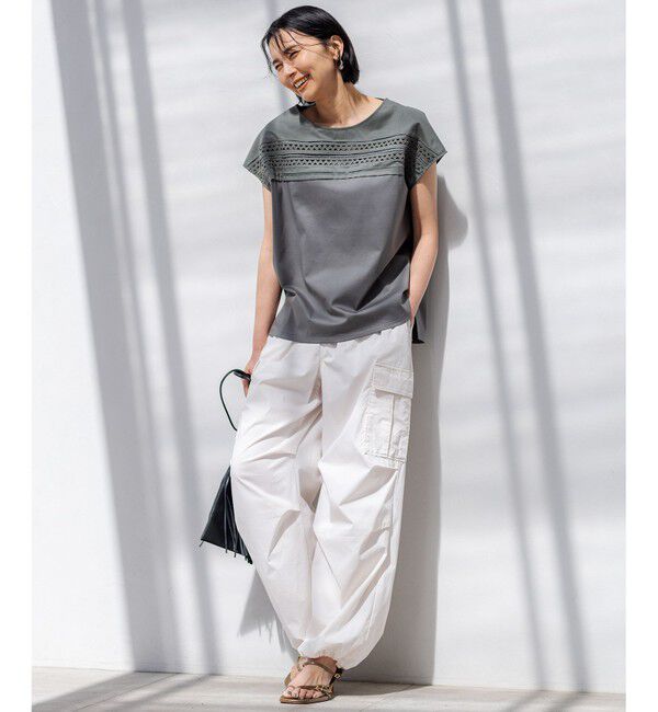 23区「【洗える】アイレットジャージー フレンチスリーブ カットソー」|Tシャツ・カットソー|