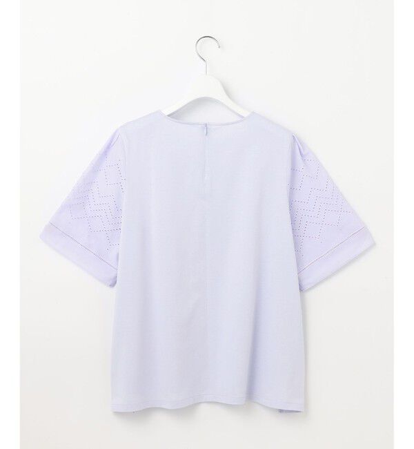 23区「【洗える】エンブロイダリー コンビジャージー カットソー」|Tシャツ・カットソー|