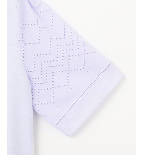 23区「【洗える】エンブロイダリー コンビジャージー カットソー」|Tシャツ・カットソー|