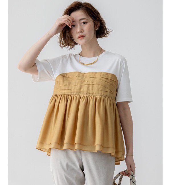 23区「【WEB&一部店舗限定カラーあり】オーガンジービスチェコンビ カットソー」|Tシャツ・カットソー|イエロー系