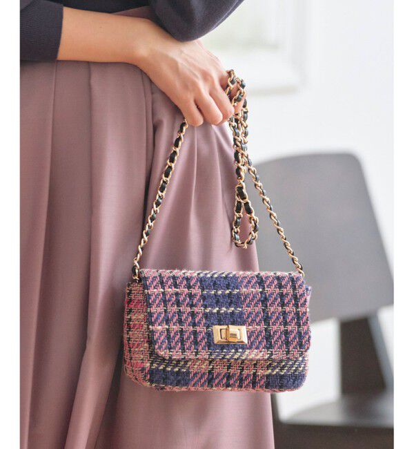 any SiS「ツイードチェーン バッグ」|ショルダー・メッセンジャー|ﾋﾟﾝｸ系ﾁ