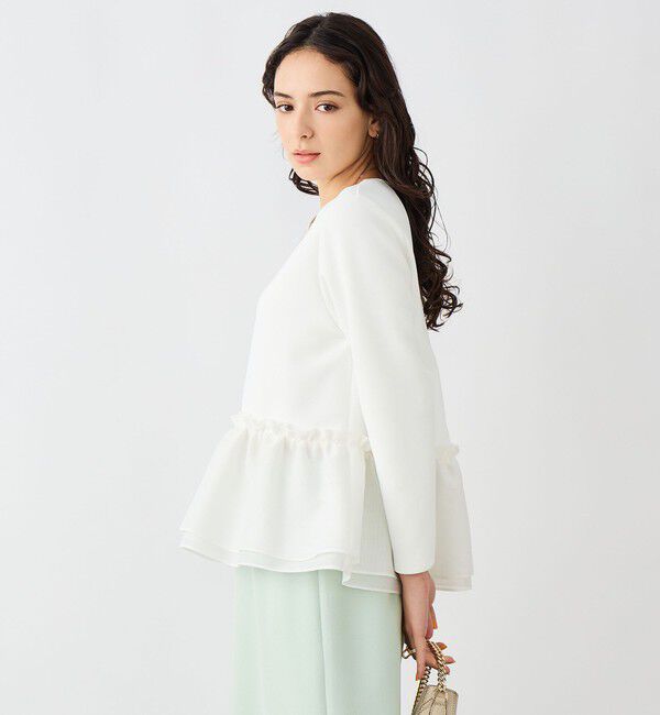 NOLLEY'S sophi「《セットアップ対応》ウォッシャブルダンボール&times;オーガンジーペプラムプルオーバー」|Tシャツ・カットソー|