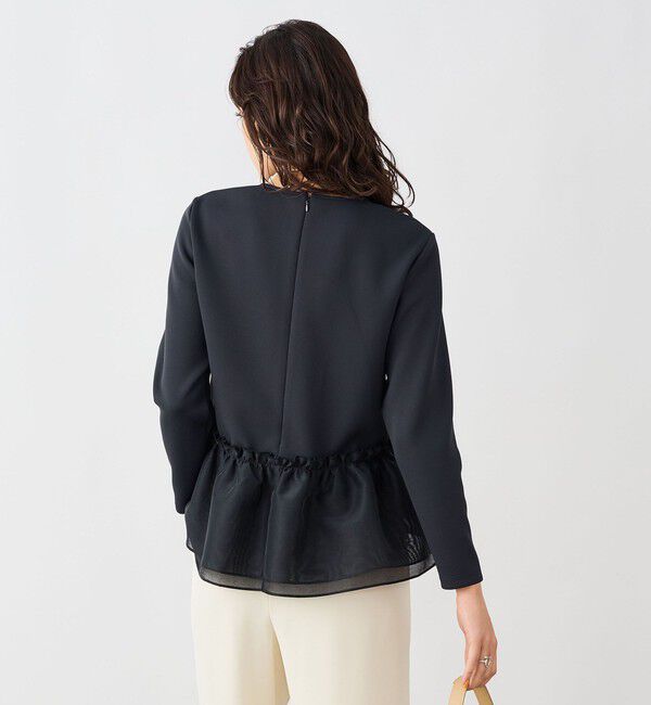 NOLLEY'S sophi「《セットアップ対応》ウォッシャブルダンボール&times;オーガンジーペプラムプルオーバー」|Tシャツ・カットソー|