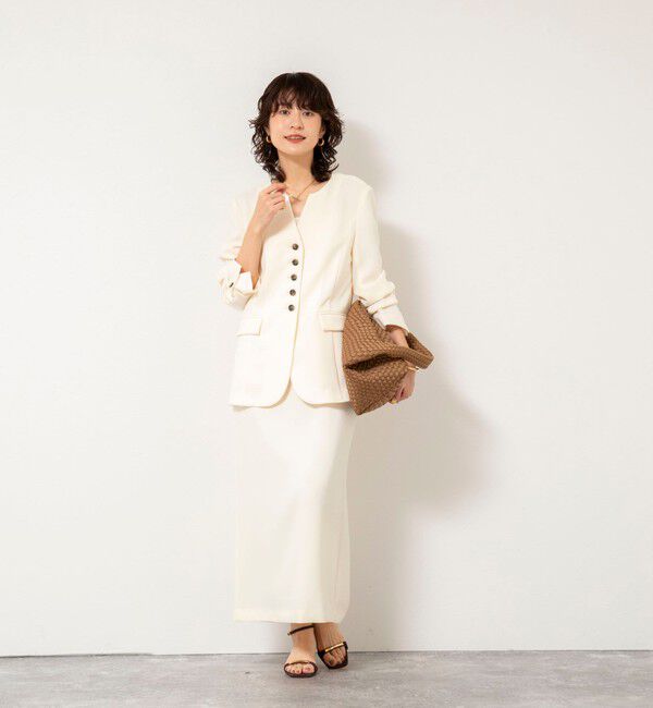 NOLLEY'S sophi「《セットアップ対応》ウォッシャブルバックサテンノーカラージャケット」|ノーカラージャケット|