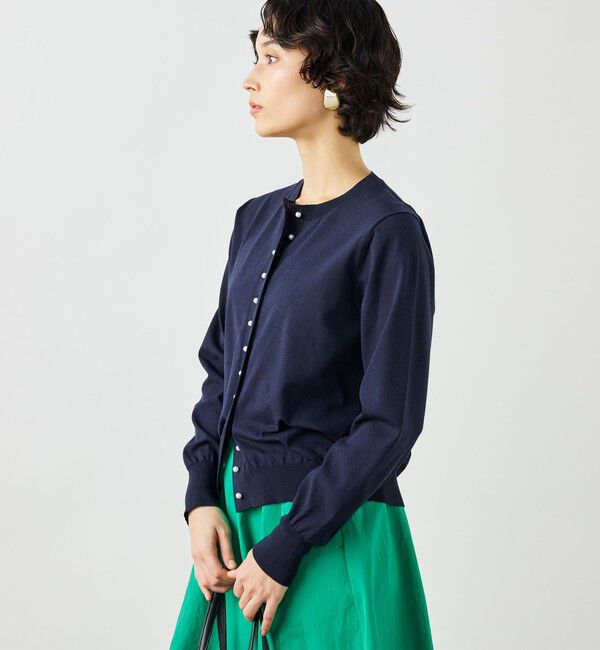 NOLLEY'S「《手洗い可能》コットンテックスクルーネックカーディガン」|カーディガン|