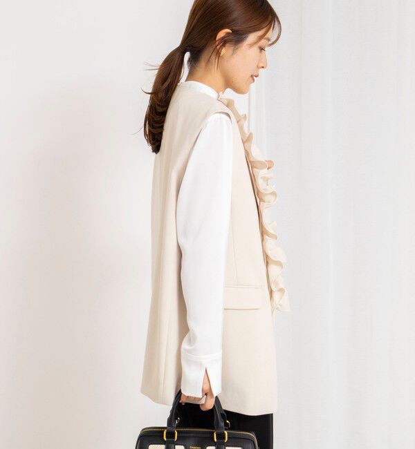 NOLLEY'S「《セットアップ対応》ウォッシャブルジョーゼットフリル付きマルチWAYジレ」|ベスト・ジレ|