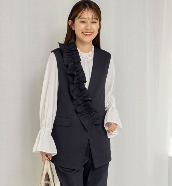 NOLLEY'S「《セットアップ対応》ウォッシャブルジョーゼットフリル付きマルチWAYジレ」|ベスト・ジレ|