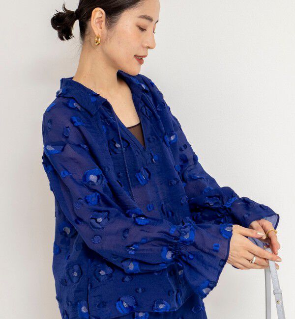 NOLLEY'S「《セットアップ対応》【KIRYU】MIXウォッシャブルフラワー柄ジャガードブラウス」|シャツ・ブラウス|