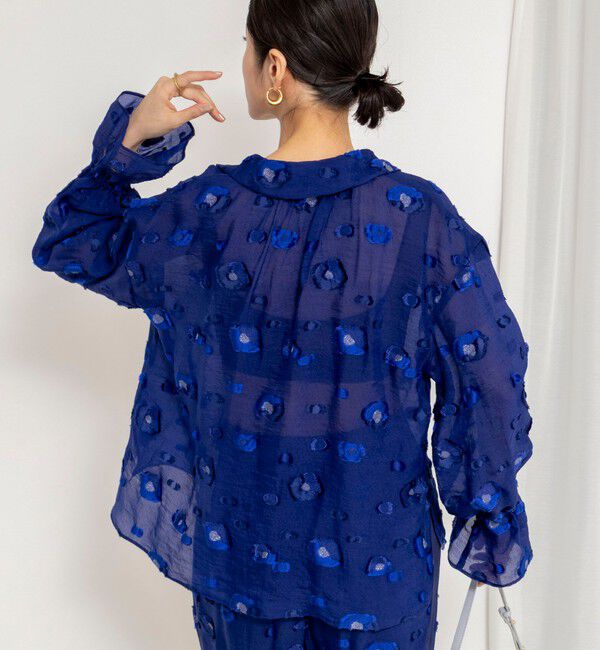 NOLLEY'S「《セットアップ対応》【KIRYU】MIXウォッシャブルフラワー柄ジャガードブラウス」|シャツ・ブラウス|