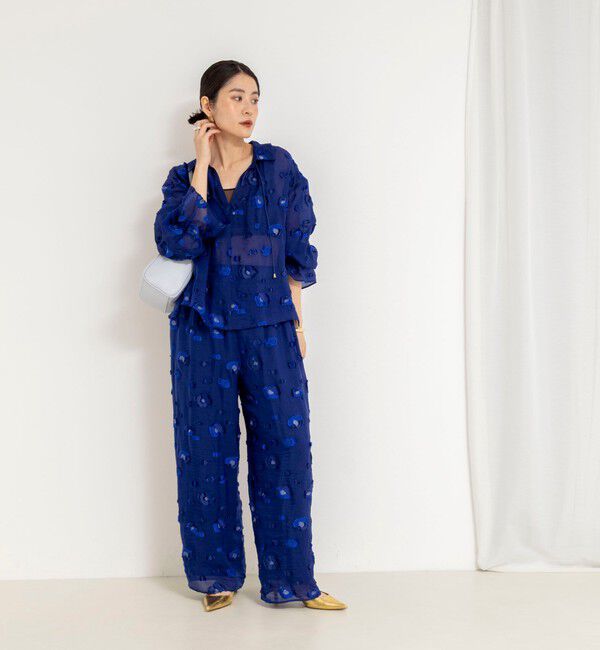 NOLLEY'S「《セットアップ対応》【KIRYU】MIXウォッシャブルフラワー柄ジャガードブラウス」|シャツ・ブラウス|