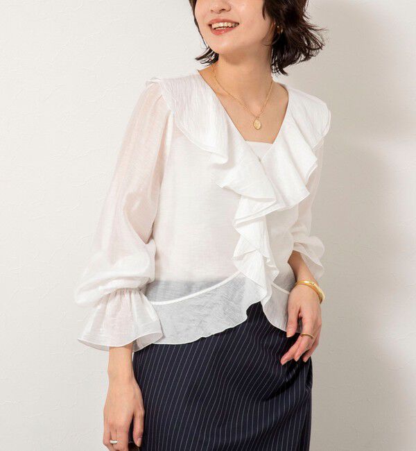 NOLLEY'S sophi「ウォッシャブルシアーラッフル羽織りブラウス」|シャツ・ブラウス|