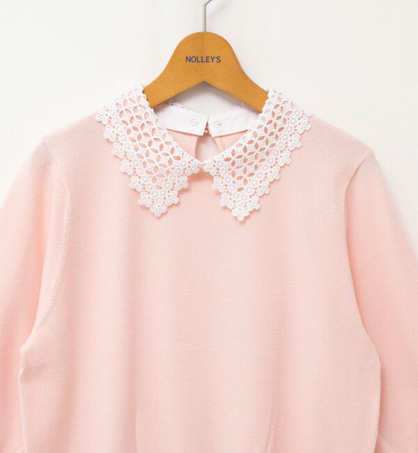 NOLLEY'S「【WEB＆一部店舗限定カラー】《手洗い可能》襟レース取り外し6分袖プルオーバー」|ニット・セーター|