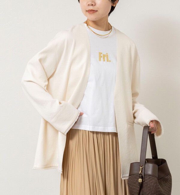 NOLLEY'S「ウォッシャブルFRINGE LIGHT JACKET」|ノーカラージャケット|エクリュ