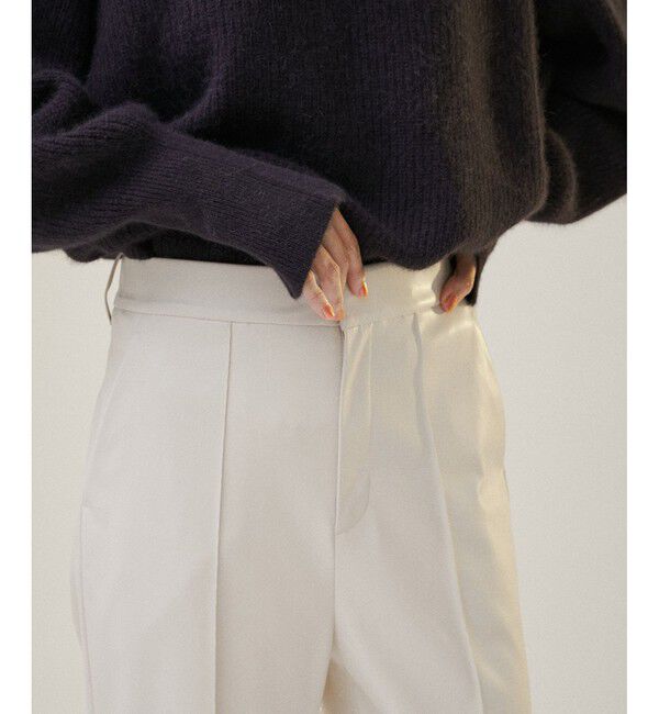 SALON adam et rope'「フェイクレザーテーパードパンツ」|チノ|
