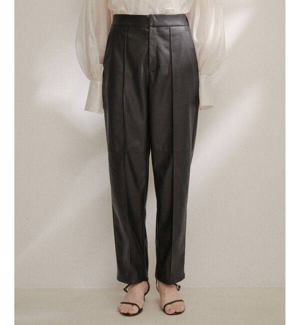 SALON adam et rope'「フェイクレザーテーパードパンツ」|チノ|