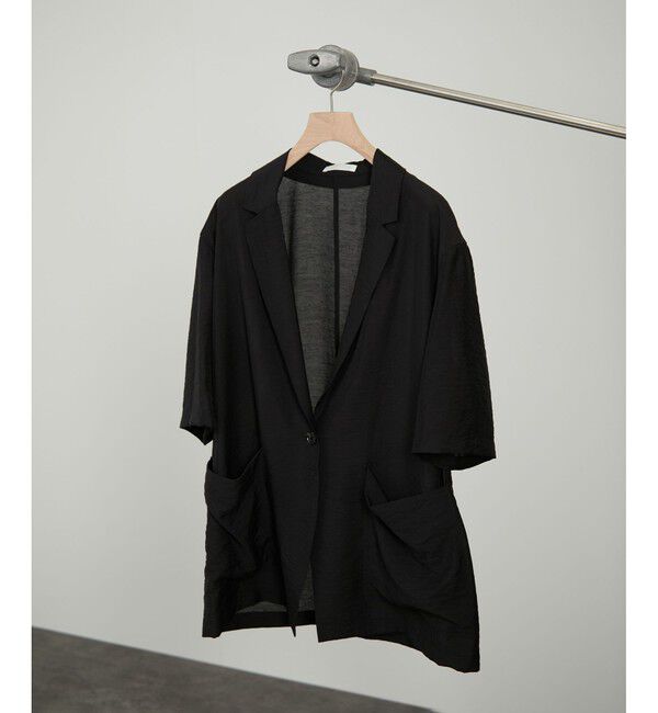 SALON adam et rope'「【WEB限定】シアーハーフスリーブジャケット［洗える・冷房対策］」|テーラードジャケット|ブラック(01)