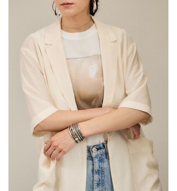 SALON adam et rope'「【WEB限定】シアーハーフスリーブジャケット［洗える・冷房対策］」|テーラードジャケット|
