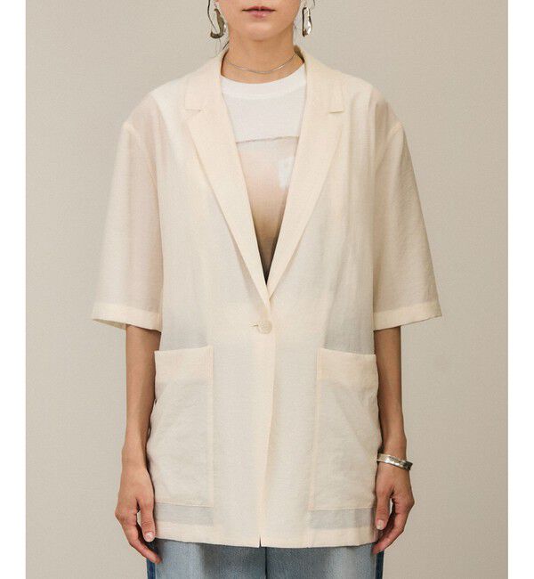 SALON adam et rope'「【WEB限定】シアーハーフスリーブジャケット［洗える・冷房対策］」|テーラードジャケット|