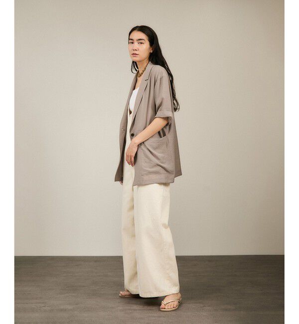 SALON adam et rope'「【WEB限定】シアーハーフスリーブジャケット［洗える・冷房対策］」|テーラードジャケット|