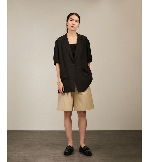 SALON adam et rope'「【WEB限定】シアーハーフスリーブジャケット［洗える・冷房対策］」|テーラードジャケット|