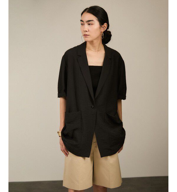 SALON adam et rope'「【WEB限定】シアーハーフスリーブジャケット［洗える・冷房対策］」|テーラードジャケット|