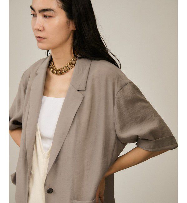 SALON adam et rope'「【WEB限定】シアーハーフスリーブジャケット［洗える・冷房対策］」|テーラードジャケット|ベージュ系(28)