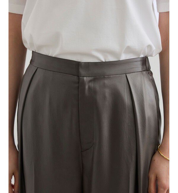 ROPE「【WEB・一部店舗限定】ブライトハンマーサテンテーパードパンツ/洗える」|チノ|