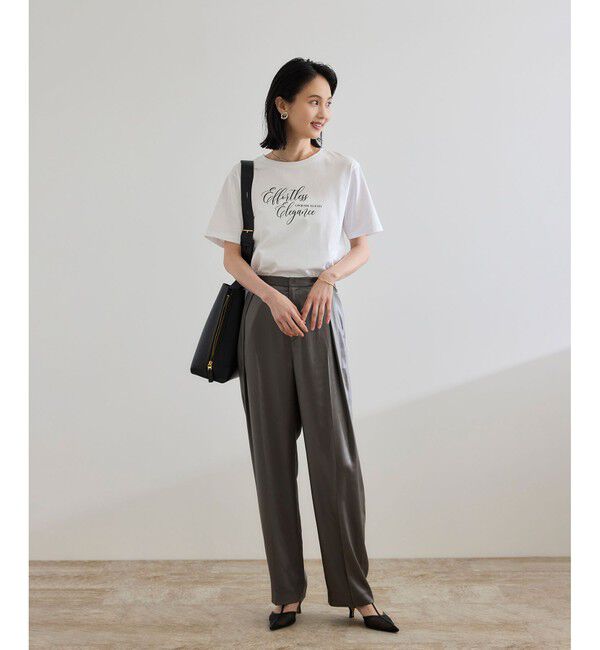 ROPE「【WEB・一部店舗限定】ブライトハンマーサテンテーパードパンツ/洗える」|チノ|