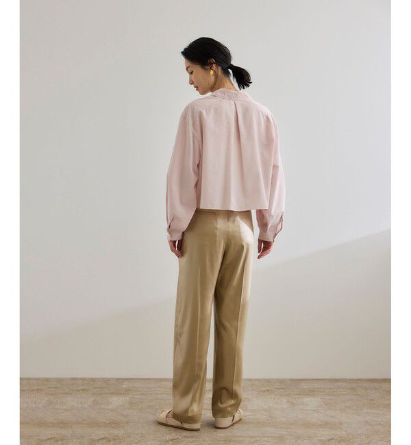 ROPE「【WEB・一部店舗限定】ブライトハンマーサテンテーパードパンツ/洗える」|チノ|