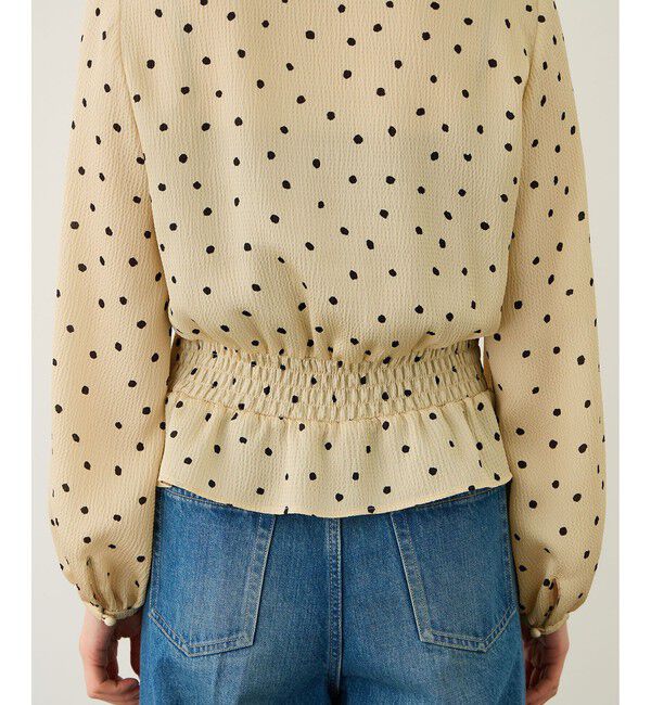 ROPE「ドットプリントウエストタックペプラムブラウス/イージーケア」|シャツ・ブラウス|