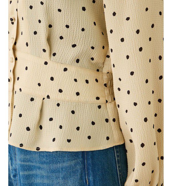 ROPE「ドットプリントウエストタックペプラムブラウス/イージーケア」|シャツ・ブラウス|